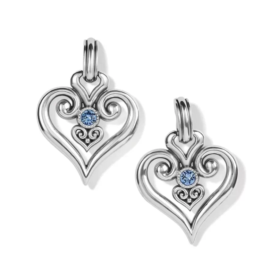 Earrings>Brighton Alcazar Heart Glint Post Drop Earrings Silver-LightSapphire