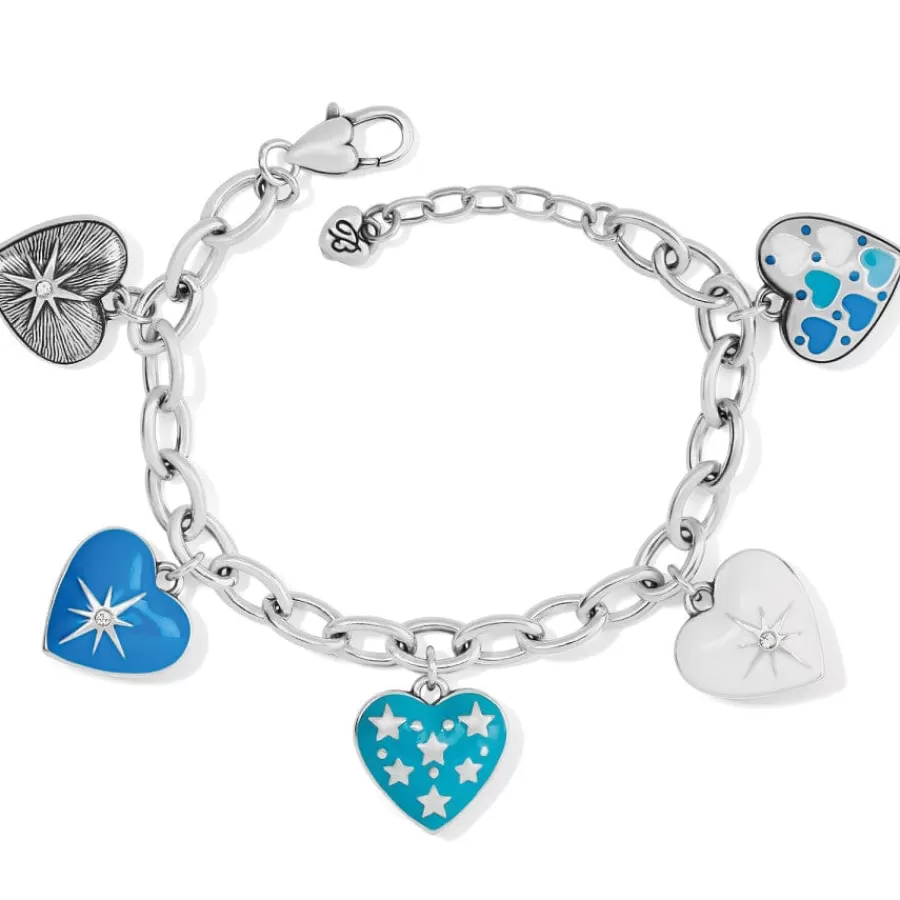 Bracelets>Brighton Amore Shades Hearts Charm Bracelet Silver-Blues