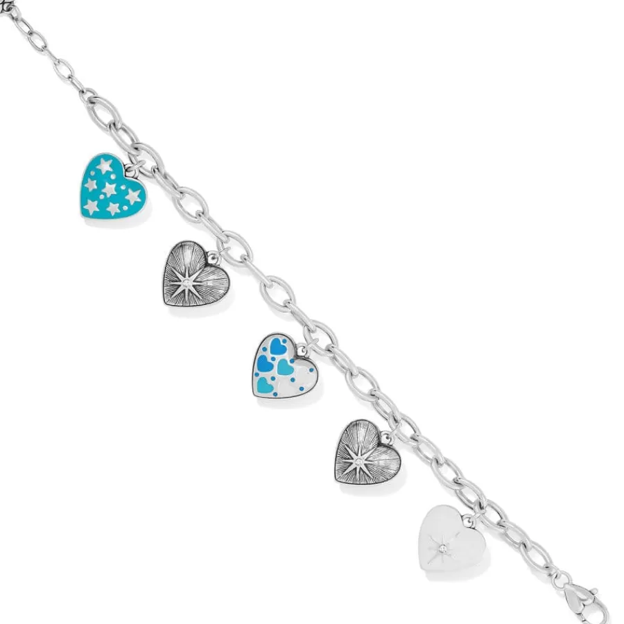 Bracelets>Brighton Amore Shades Hearts Charm Bracelet Silver-Blues