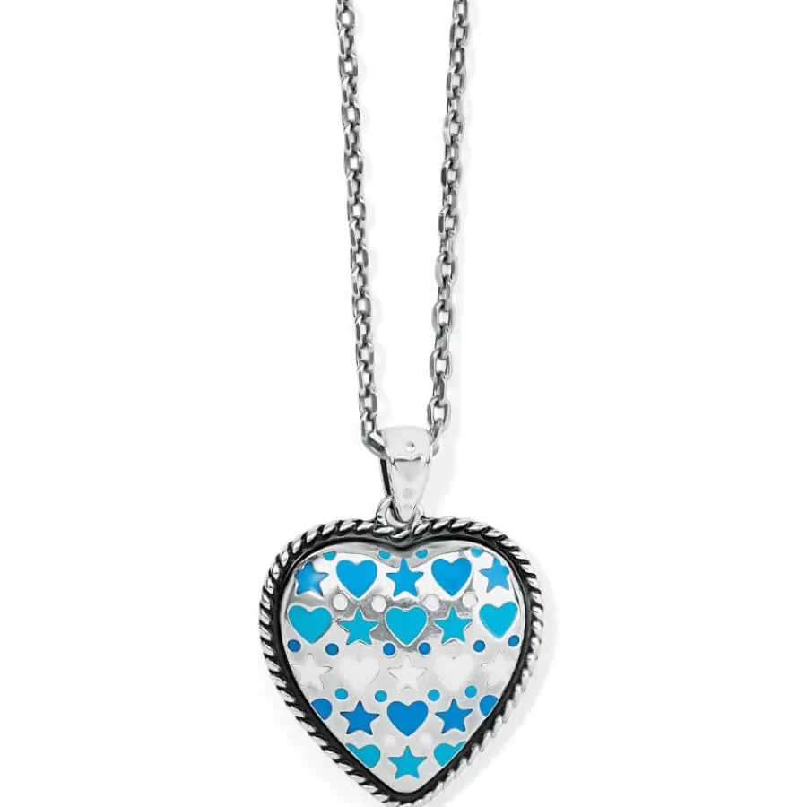 Necklaces>Brighton Amore Shades Multi Hearts Necklace Silver-Blue