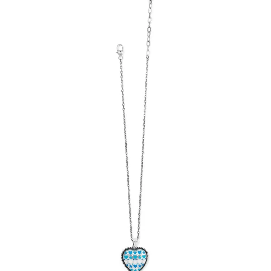 Necklaces>Brighton Amore Shades Multi Hearts Necklace Silver-Blue