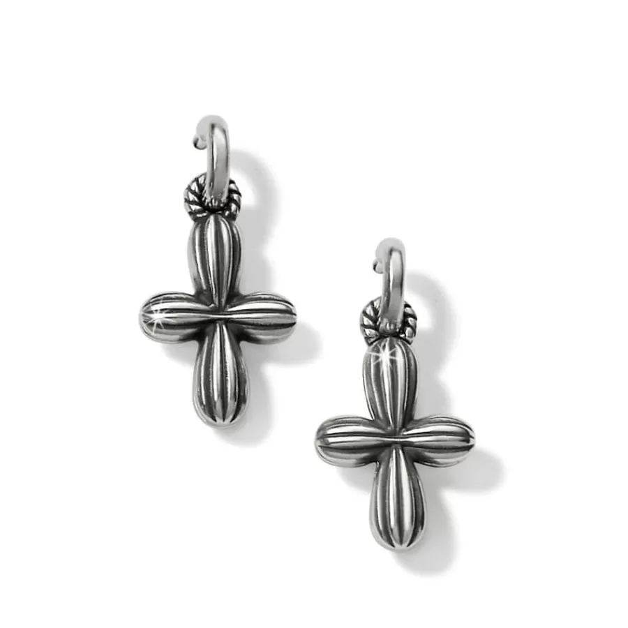 Earrings>Brighton Amphora Cross Post Hoop Earrings Silver