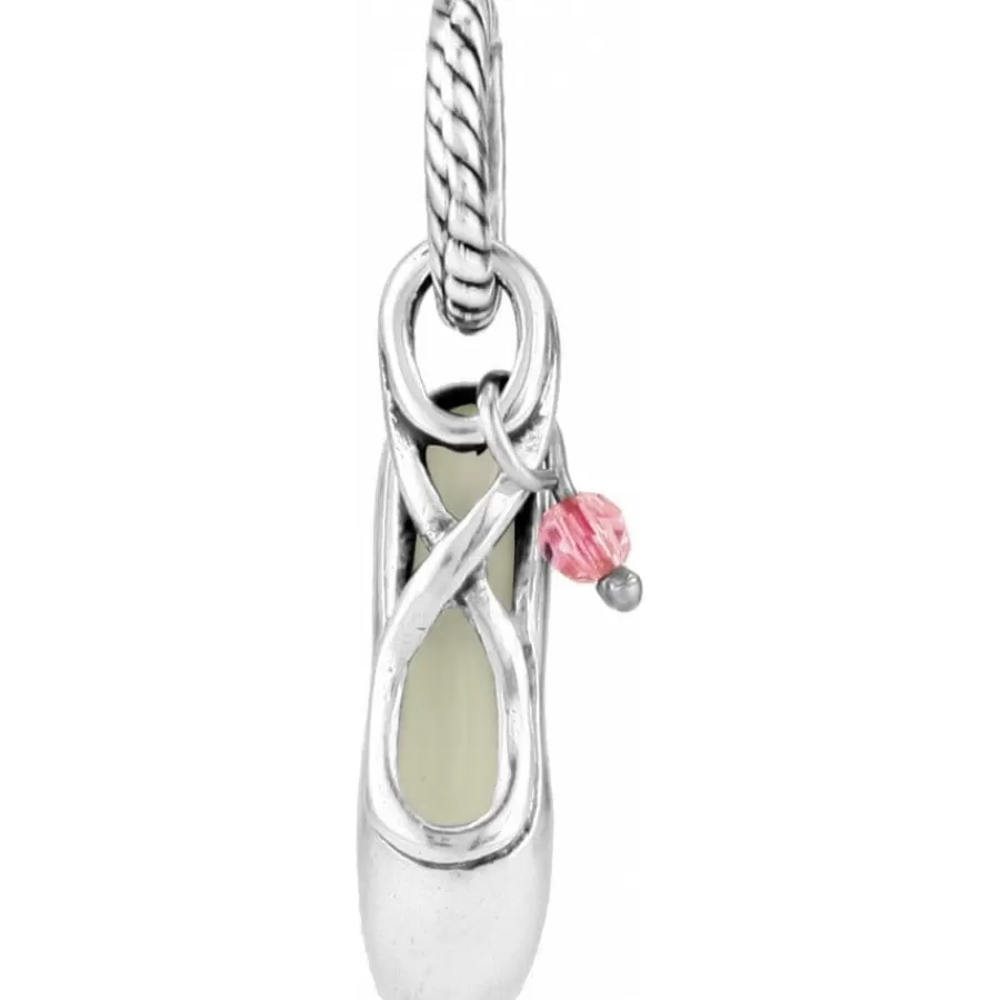 Charms>Brighton Ballet Shoe Charm Silver-Pink