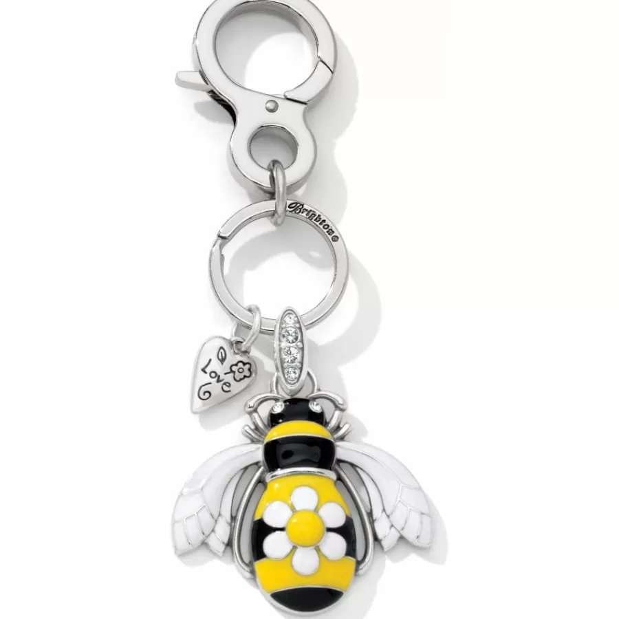 Key Fobs>Brighton Bee Handbag Fob Silver-Yellow