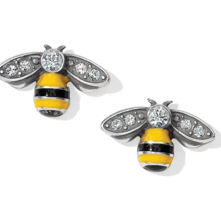 Earrings>Brighton Bee Happy Mini Post Earrings Silver-Multi