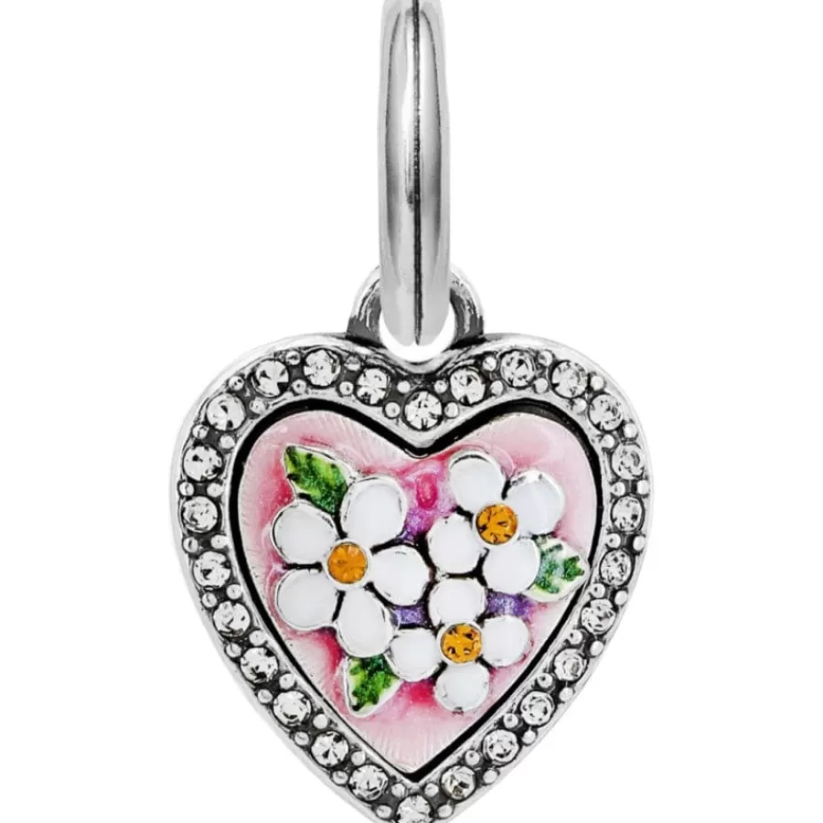 Charms>Brighton Blooming Heart Charm Silver-Multi