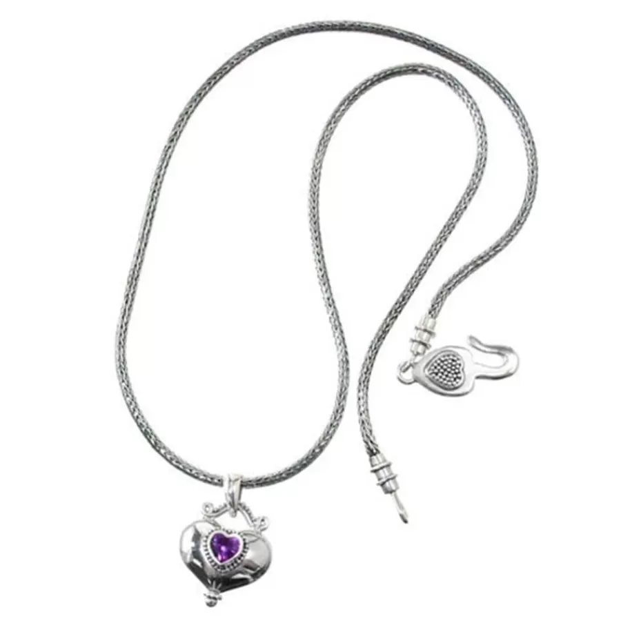 Necklaces>Brighton Buddha Alexandrite Heart Necklace Silver-Purple