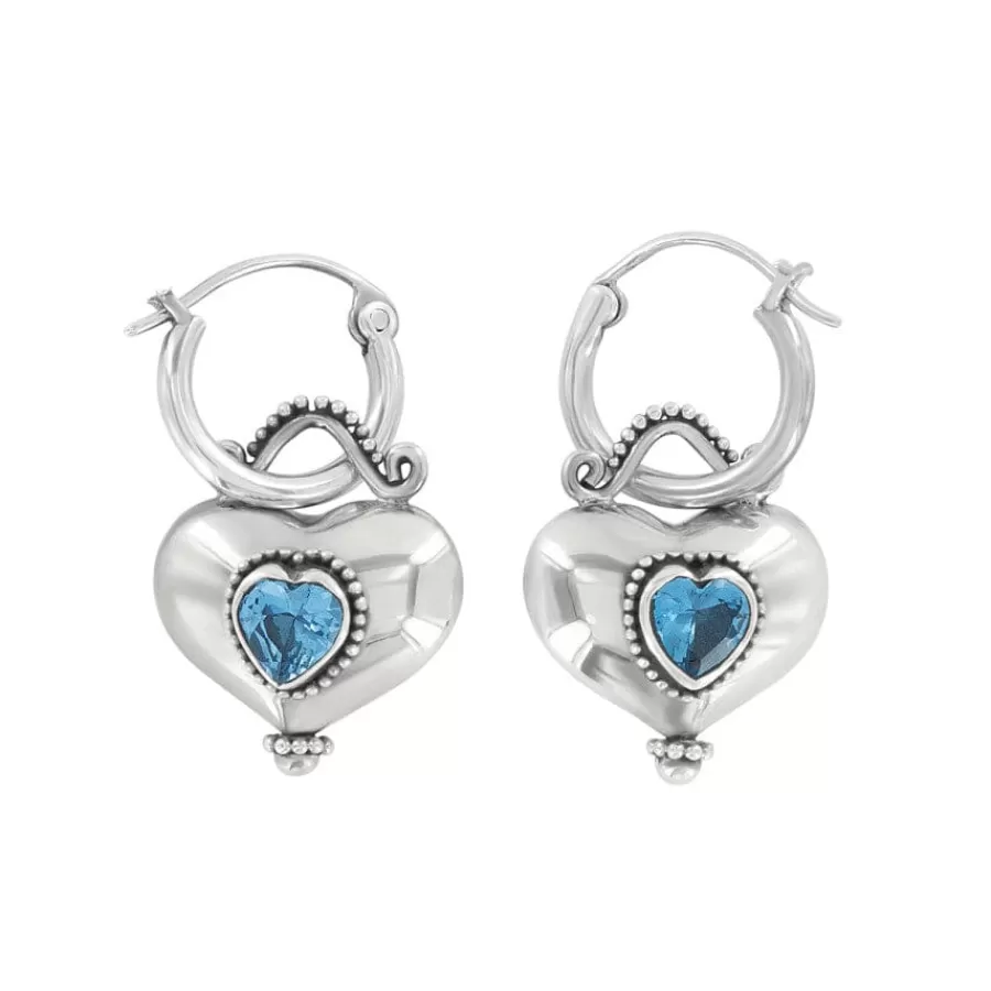 Earrings>Brighton Buddha Aqua Heart Reversible Earrings Silver-Aqua