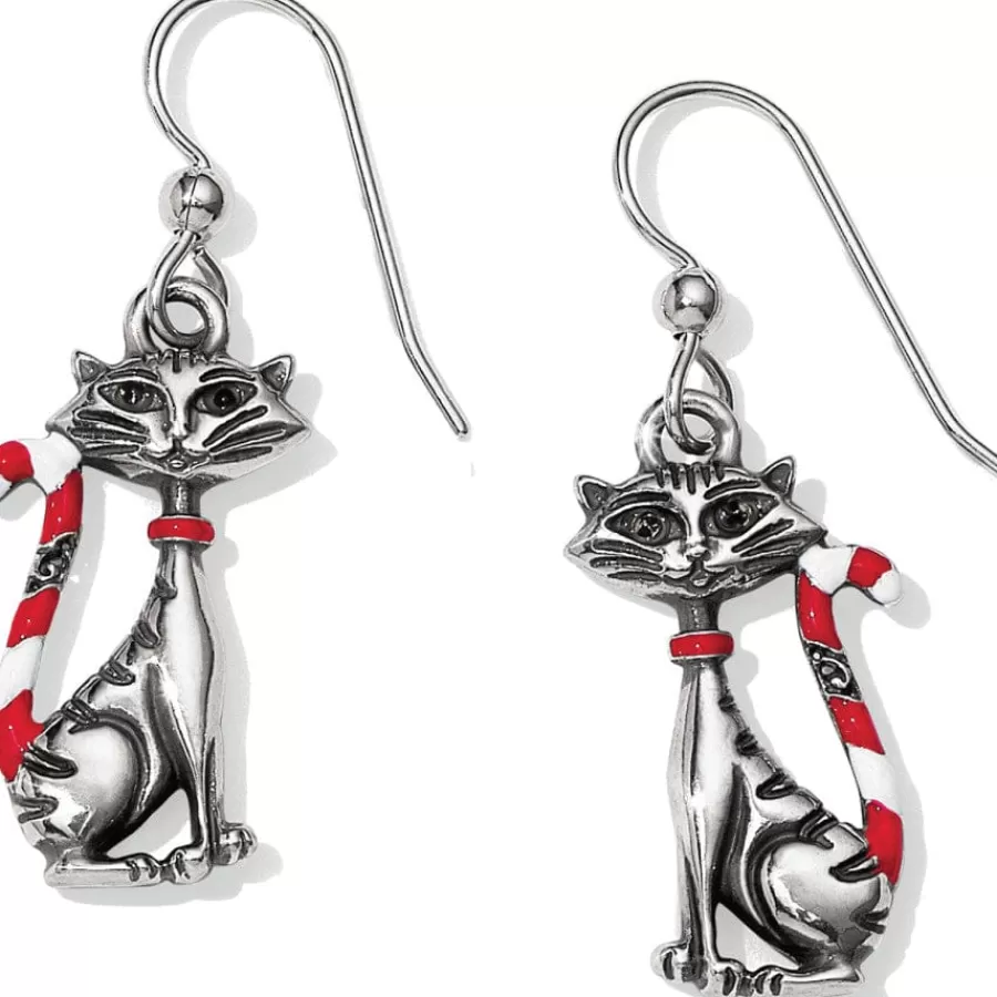 Earrings>Brighton Candy Cane Cat Earrings Silver-Multi