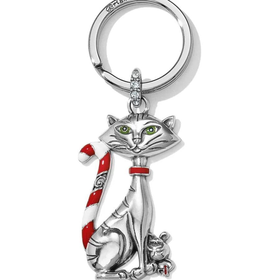 Key Fobs>Brighton Candy Cane Cat Key Fob Silver-Multi