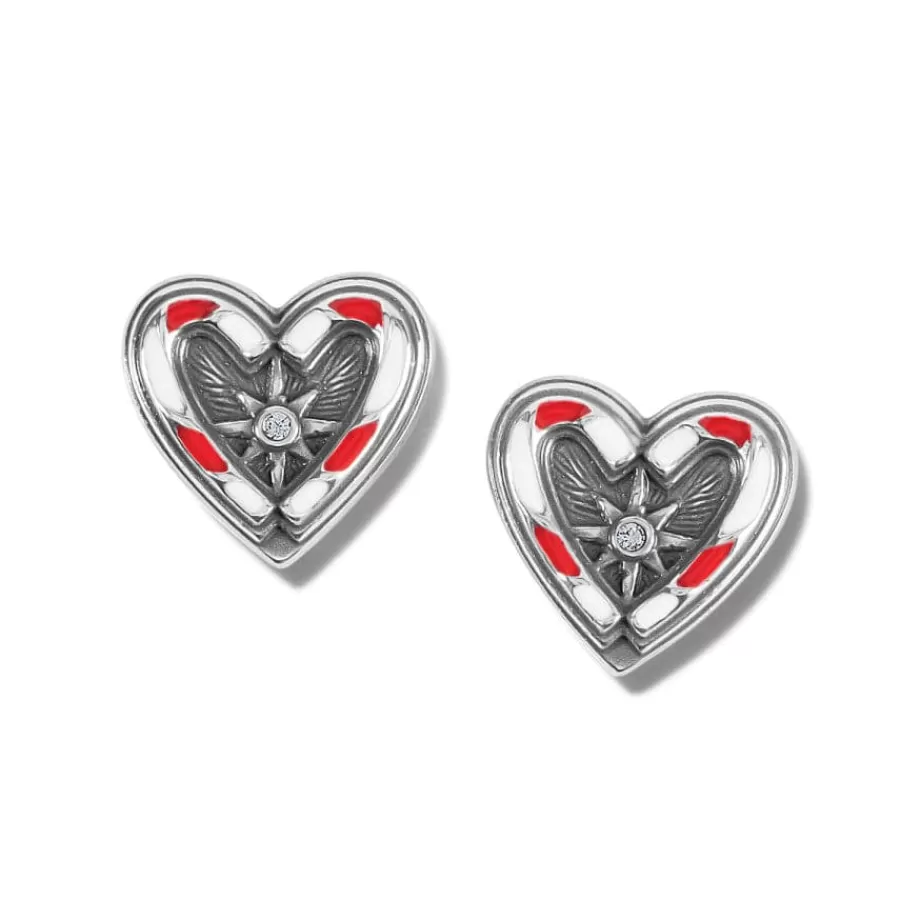 Earrings>Brighton Candycane Sweetheart Post Earrings Silver-Multi