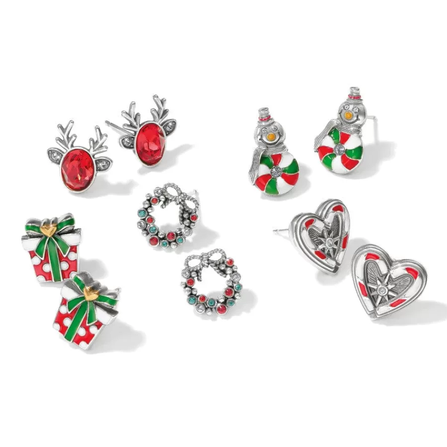 Earrings>Brighton Candycane Sweetheart Post Earrings Silver-Multi