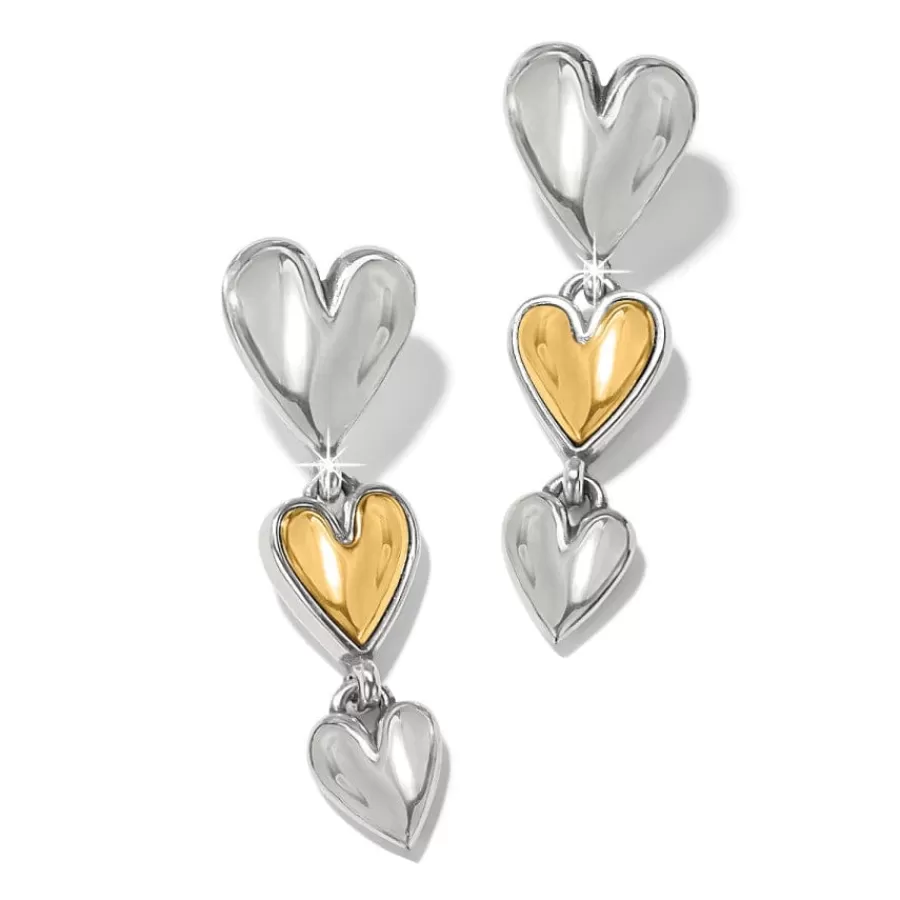 Earrings>Brighton Cascade Heart Trio Post Drop Earrings Silver-Gold