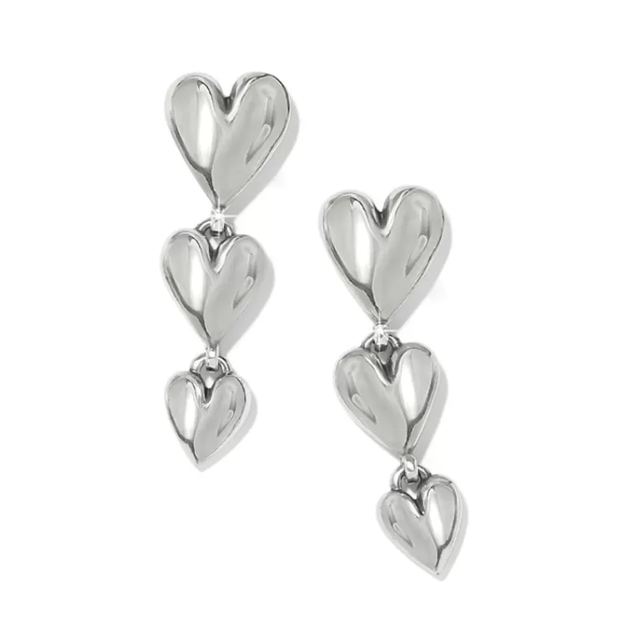 Earrings>Brighton Cascade Heart Trio Post Drop Earrings Silver-Gold