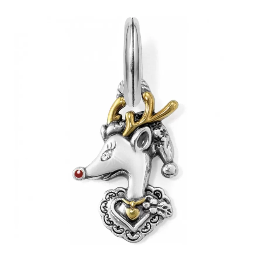 Charms>Brighton Christmas Deer Charm Silver-Gold