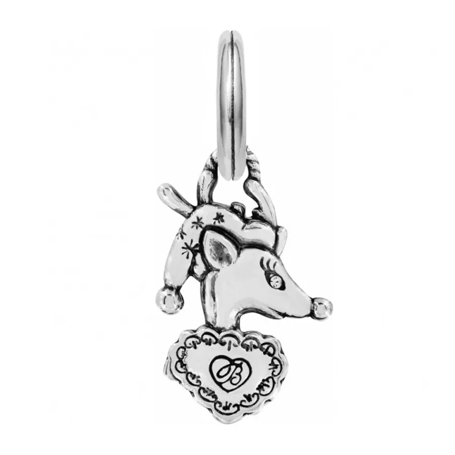 Charms>Brighton Christmas Deer Charm Silver-Gold