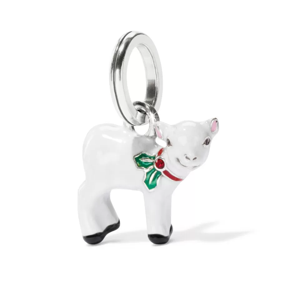 Charms>Brighton Christmas Lamb Charm Silver-White