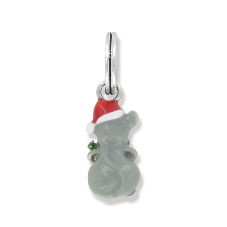 Charms>Brighton Christmas Mouse Charm Silver-Multi