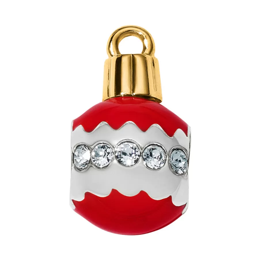 Beads & Spacers>Brighton Christmas Round Ornament Bead Silver-Red