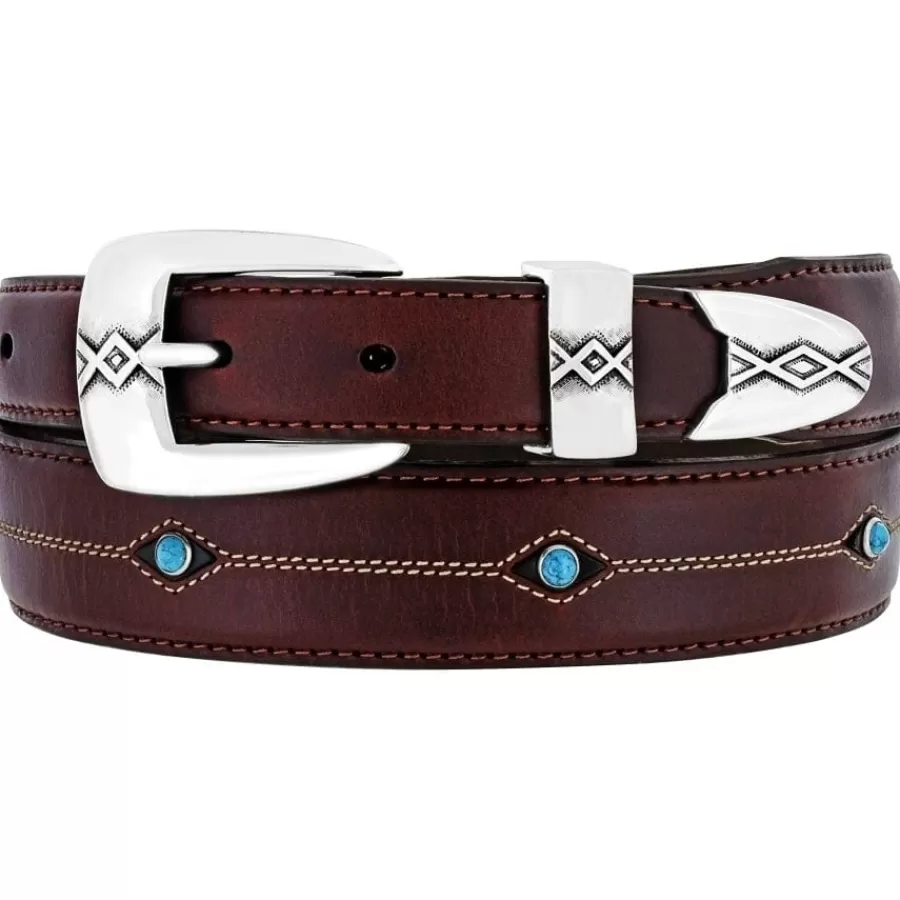 Men'S Belts & Wallets>Brighton Cody Turquoise Taper Belt Brown-Black