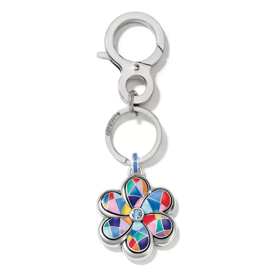 Key Fobs>Brighton Colormix Flower Handbag Fob Silver-Multi