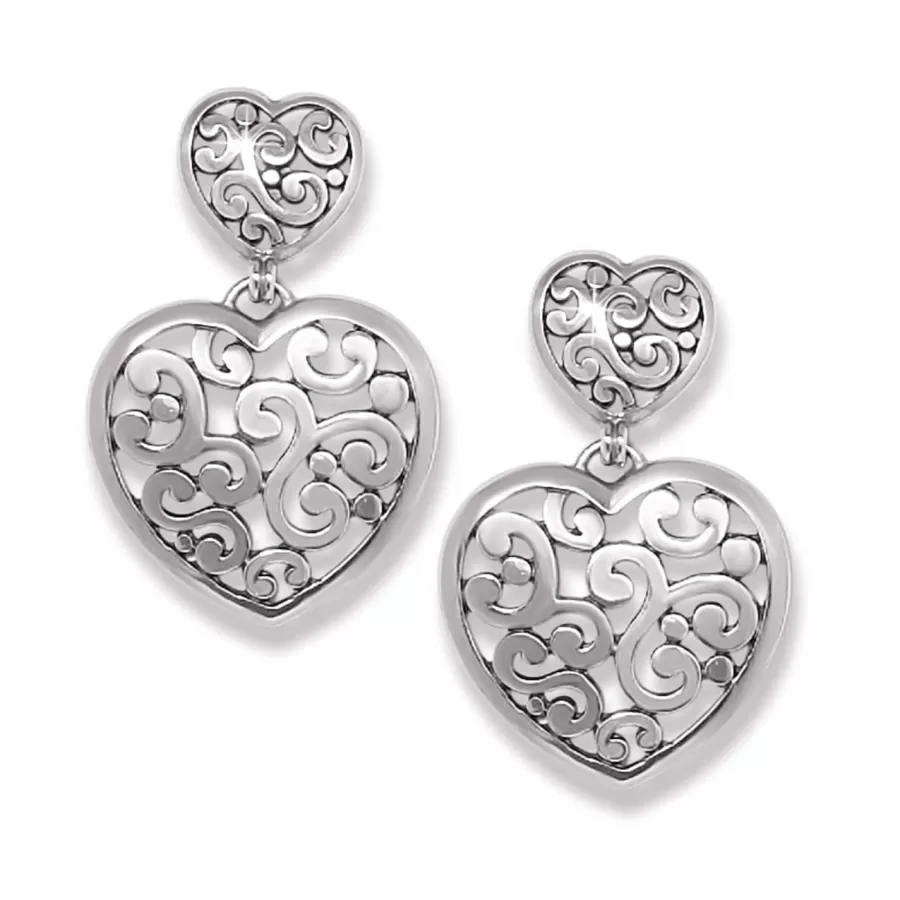 Earrings>Brighton Contempo Heart Double Post Drop Earrings Silver