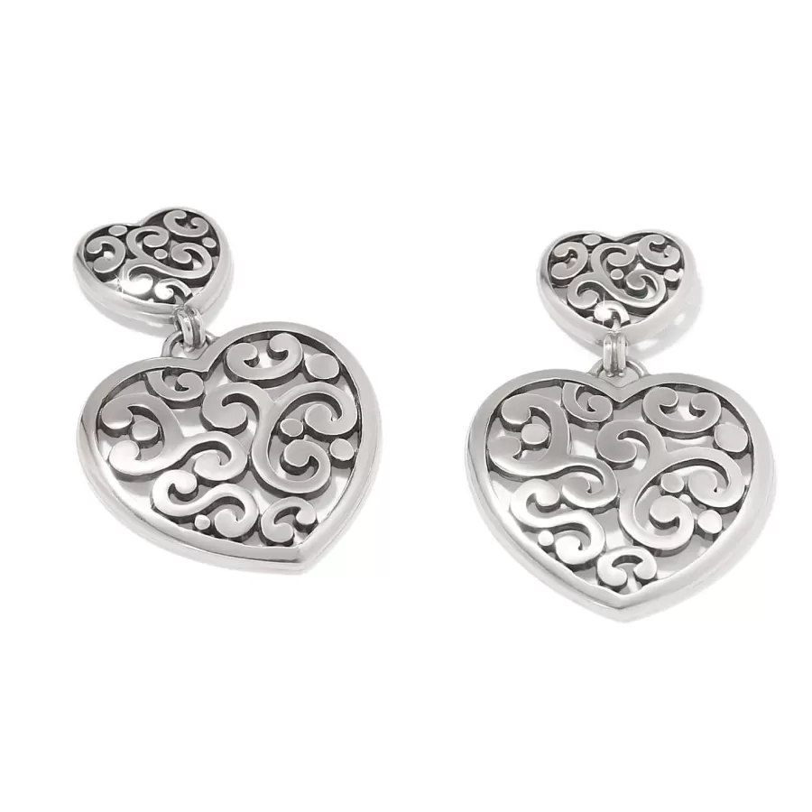 Earrings>Brighton Contempo Heart Double Post Drop Earrings Silver