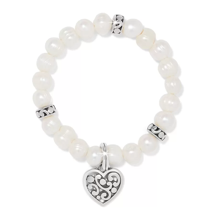 Bracelets>Brighton Contempo Heart Pearl Stretch Bracelet Silver-Pearl