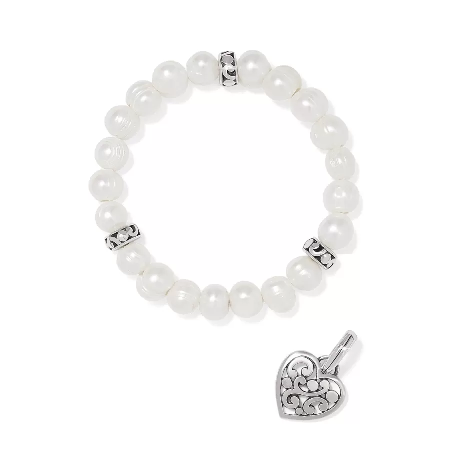 Bracelets>Brighton Contempo Heart Pearl Stretch Bracelet Silver-Pearl