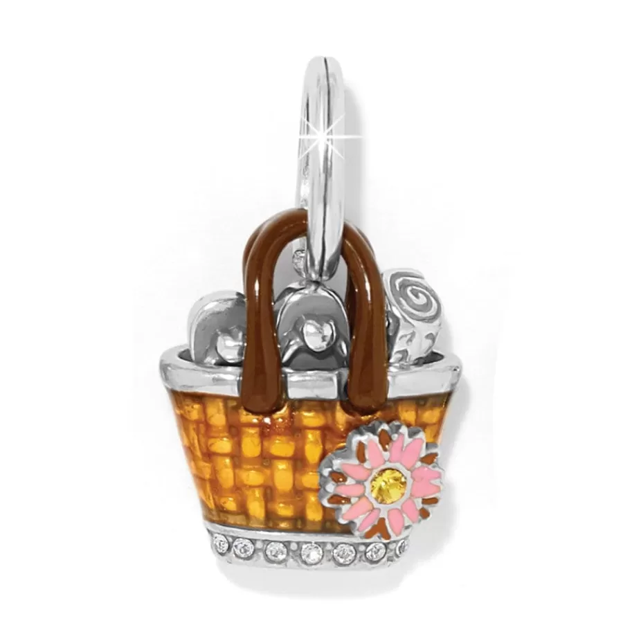 Charms>Brighton Daisy Hand Bag Charm Silver-Brown