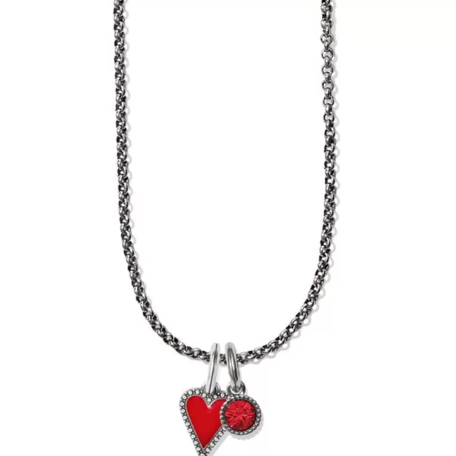 Ready-To-Wear Charm Sets>Brighton Dazzling Love Red Heart Charm Necklace Silver-Red