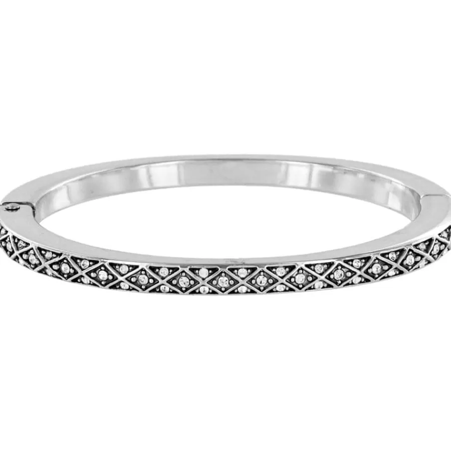 Bracelets>Brighton Diamond Hinged Bangle Silver