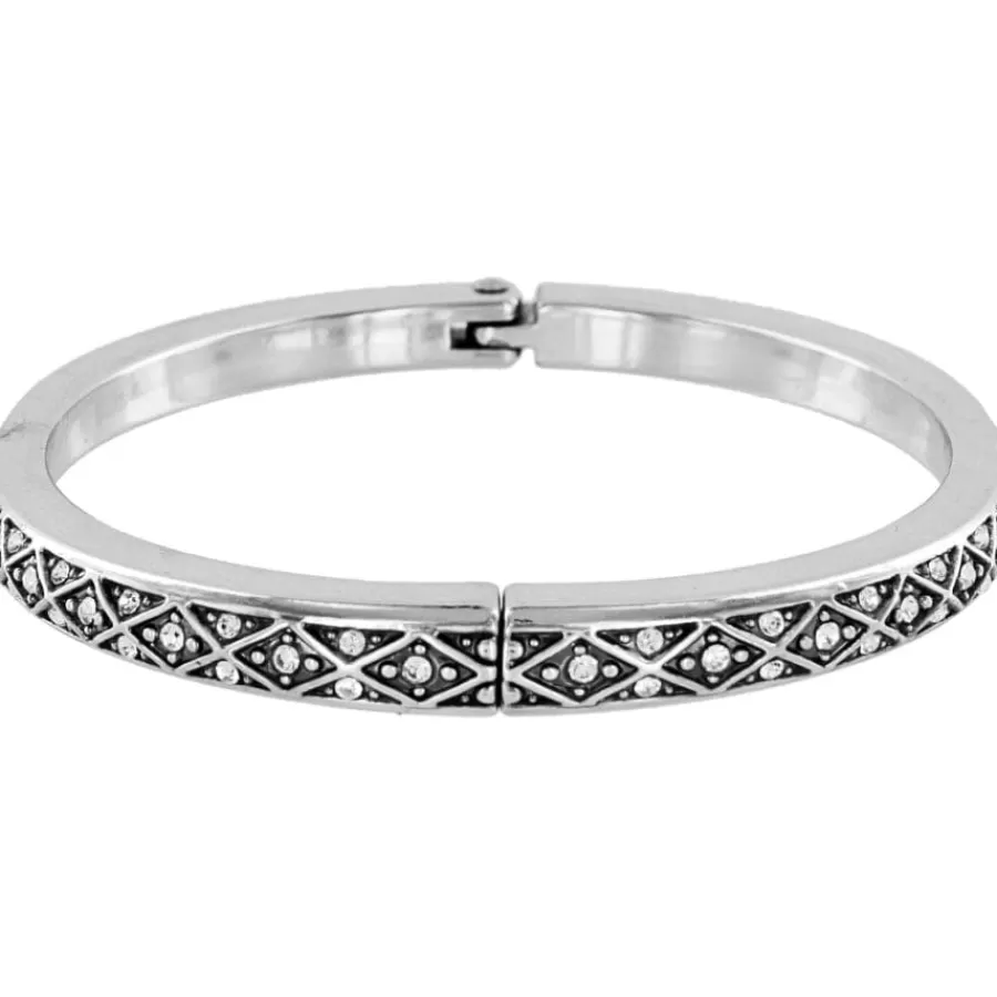 Bracelets>Brighton Diamond Hinged Bangle Silver