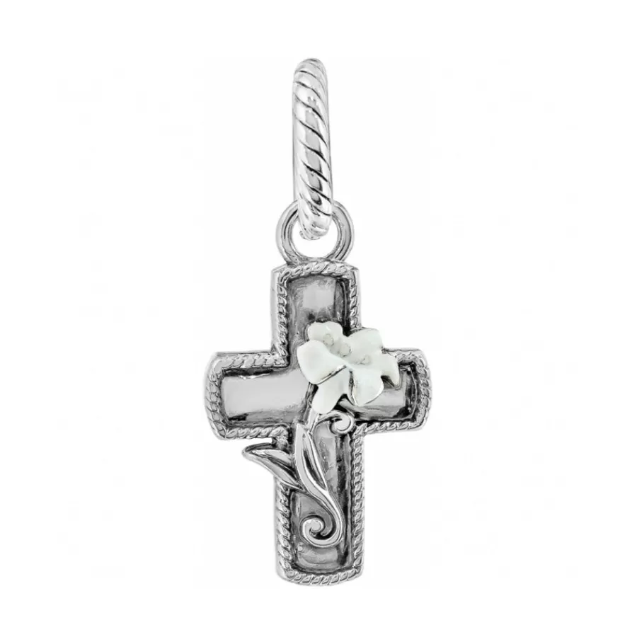 Charms>Brighton Easter Lily Cross Charm Silver-White