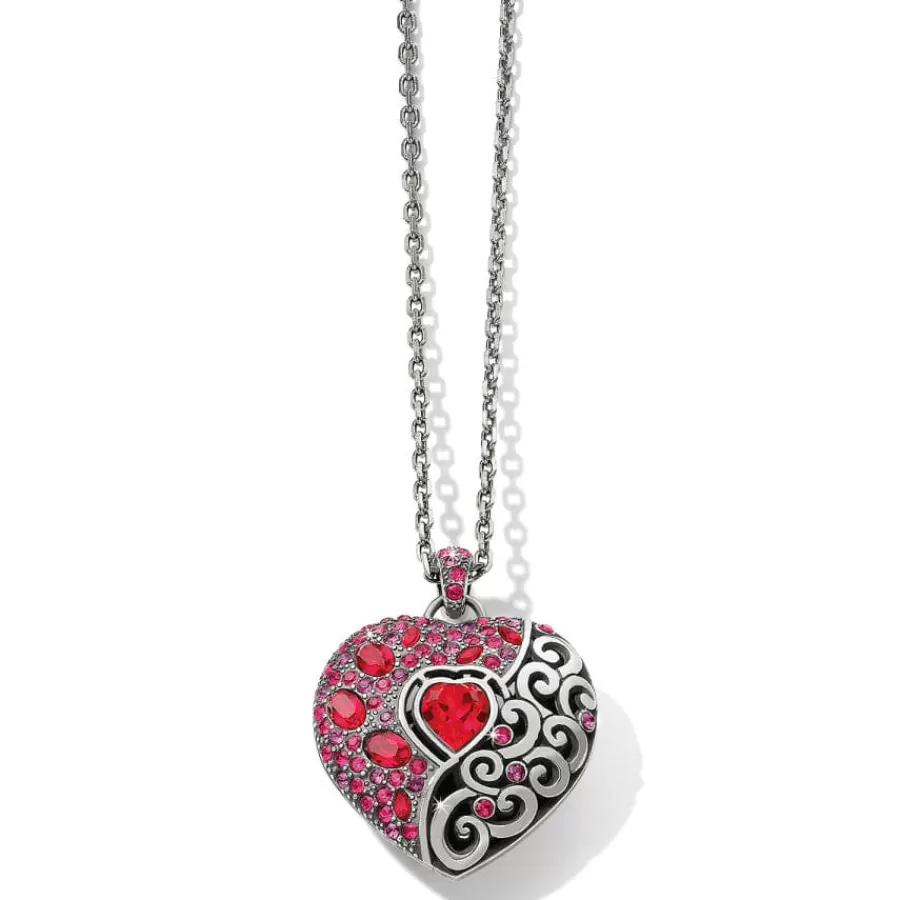 Necklaces>Brighton Ecstatic Heart Reversible Convertible Necklace Silver-Red