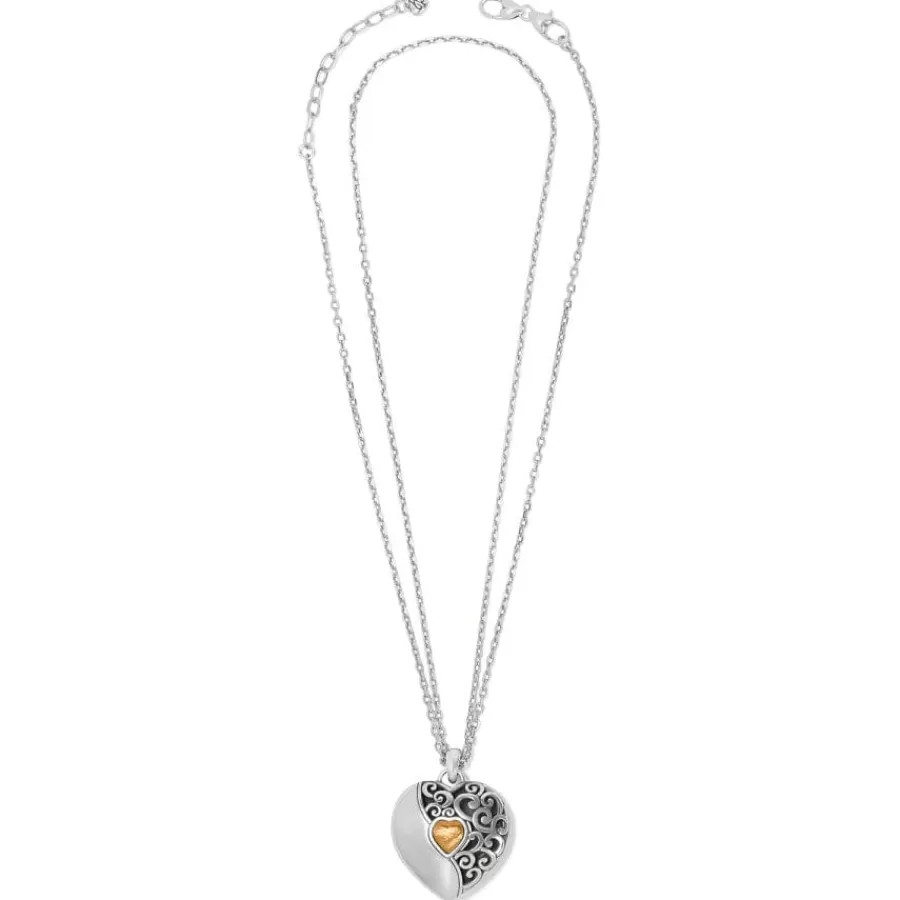 Necklaces>Brighton Ecstatic Heart Reversible Convertible Necklace Silver-Red