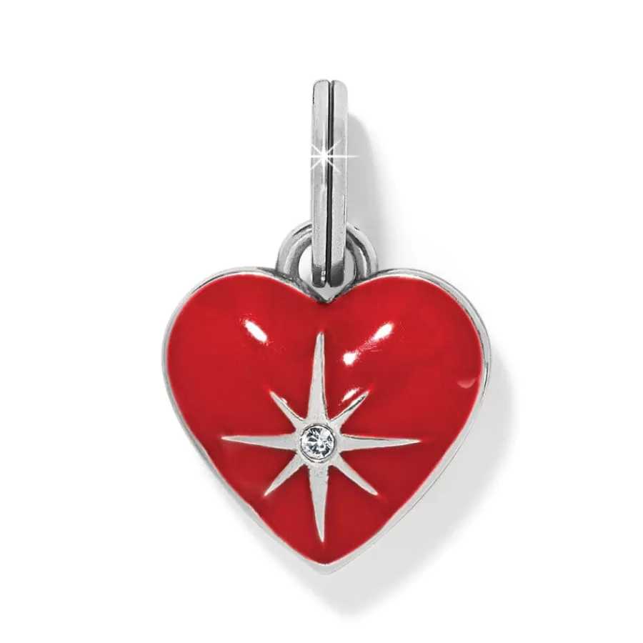 Charms>Brighton Elara Heart Charm Silver-Red