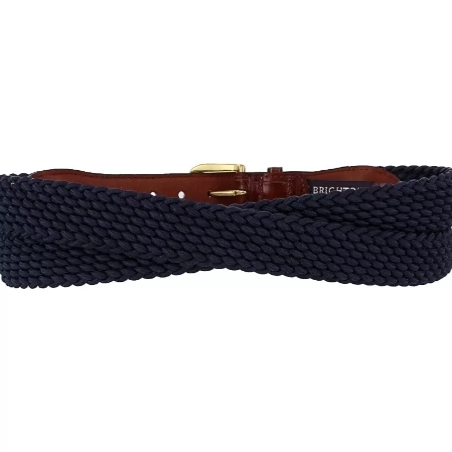 Men'S Belts & Wallets>Brighton Elastic Cord Croco Tab Taper Belt Navy