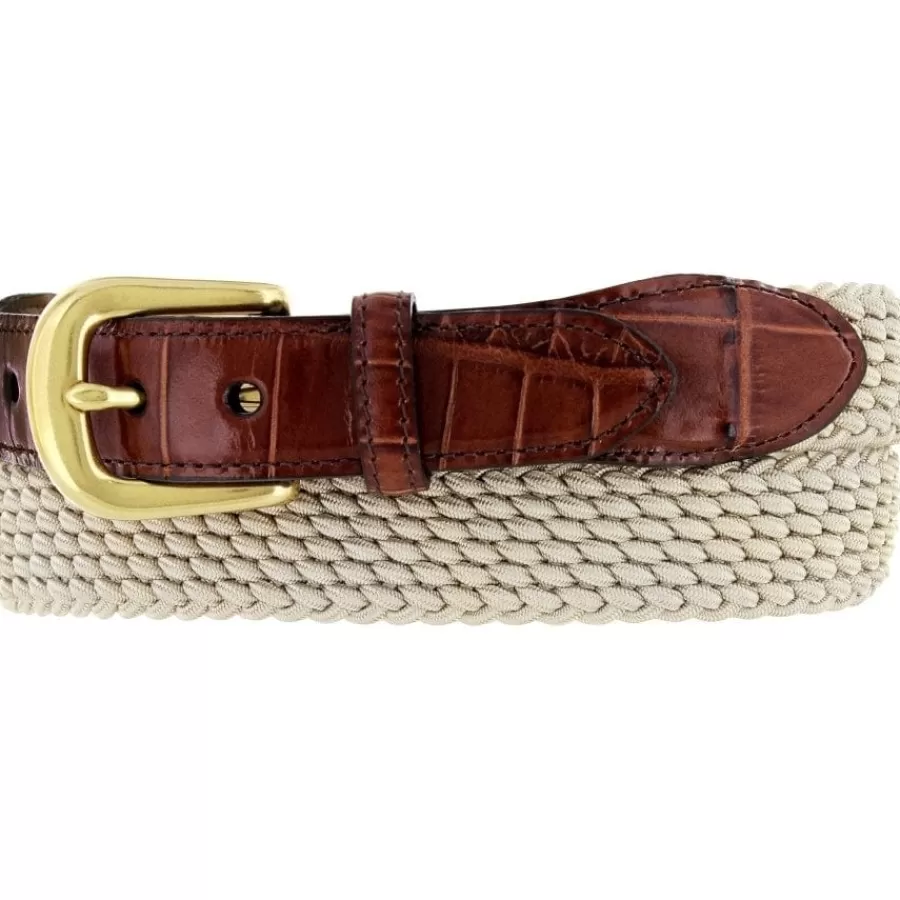 Men'S Belts & Wallets>Brighton Elastic Cord w/ Croco Belt Beige