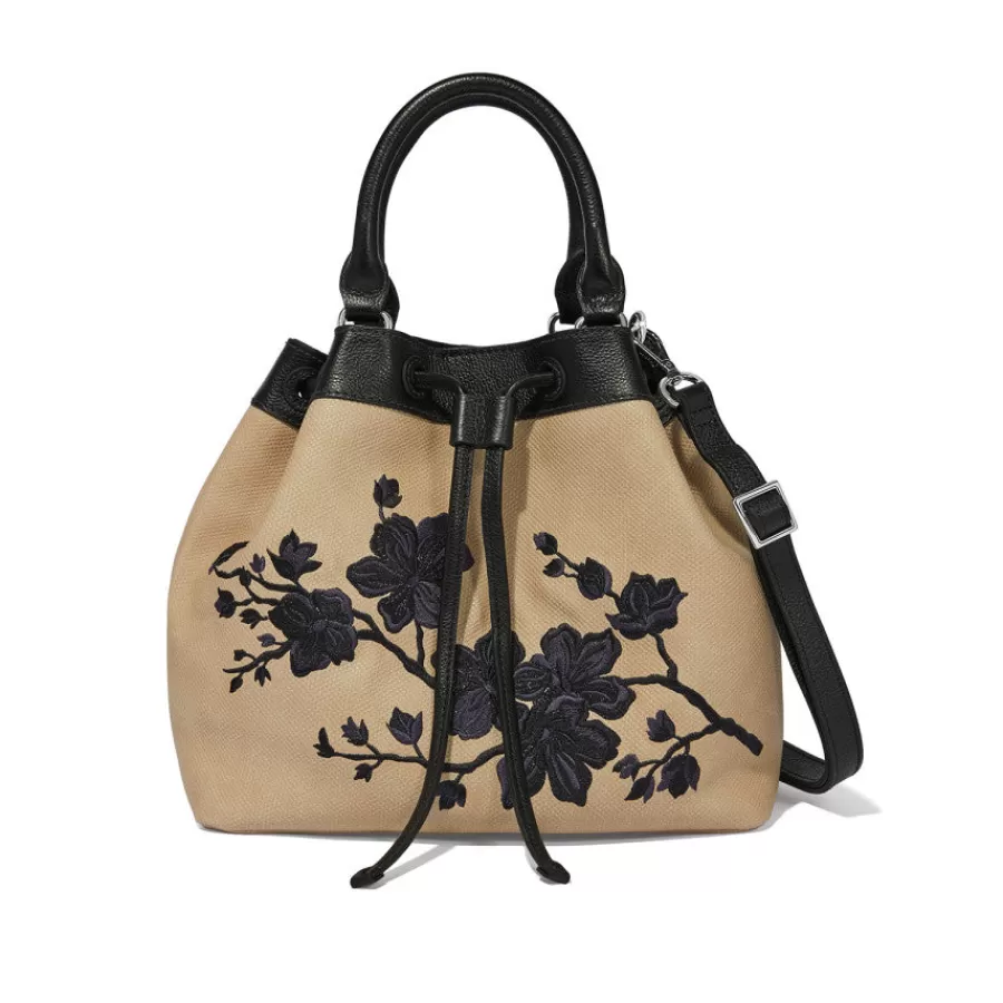 Crossbodies>Brighton Elise Embroidered Drawstring Bag Black-Natural