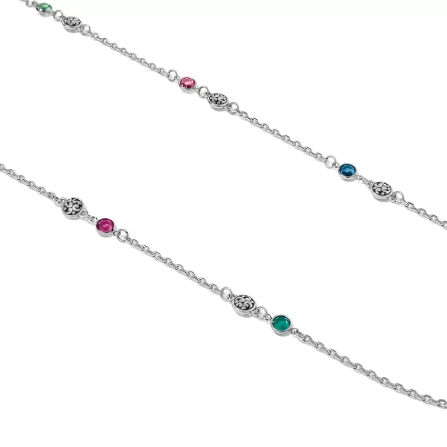 Necklaces>Brighton Elora Gems Drops Long Necklace Silver-Multi