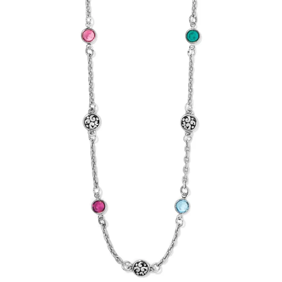 Necklaces>Brighton Elora Gems Drops Short Necklace Silver-Multi