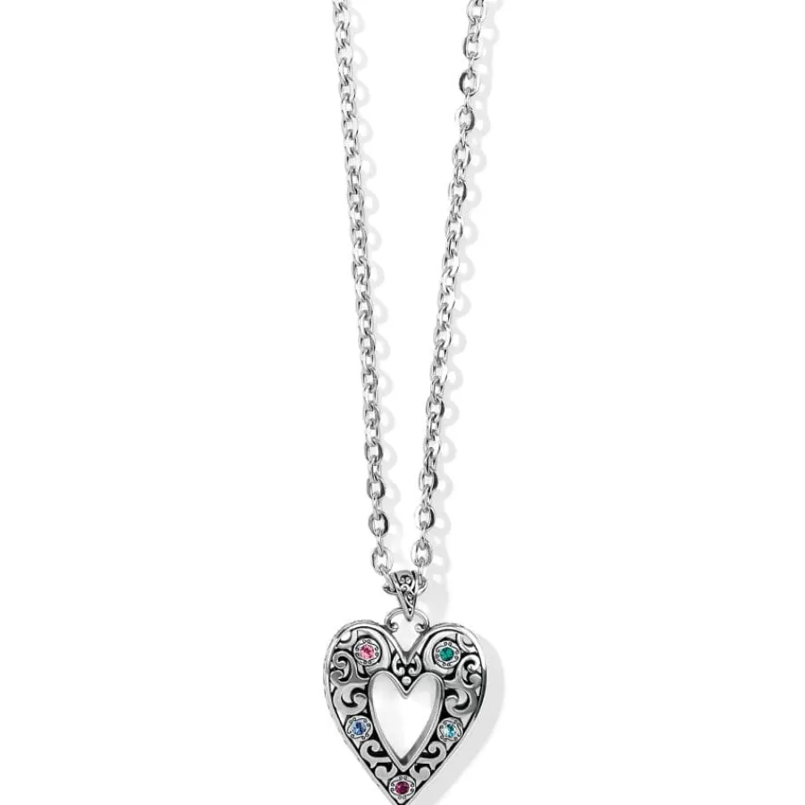 Necklaces>Brighton Elora Gems Large Heart Necklace Silver-Multi