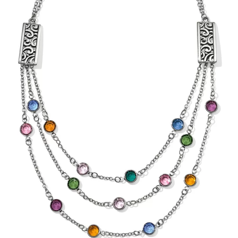 Necklaces>Brighton Elora Gems Multi Layer Necklace Silver-Multi