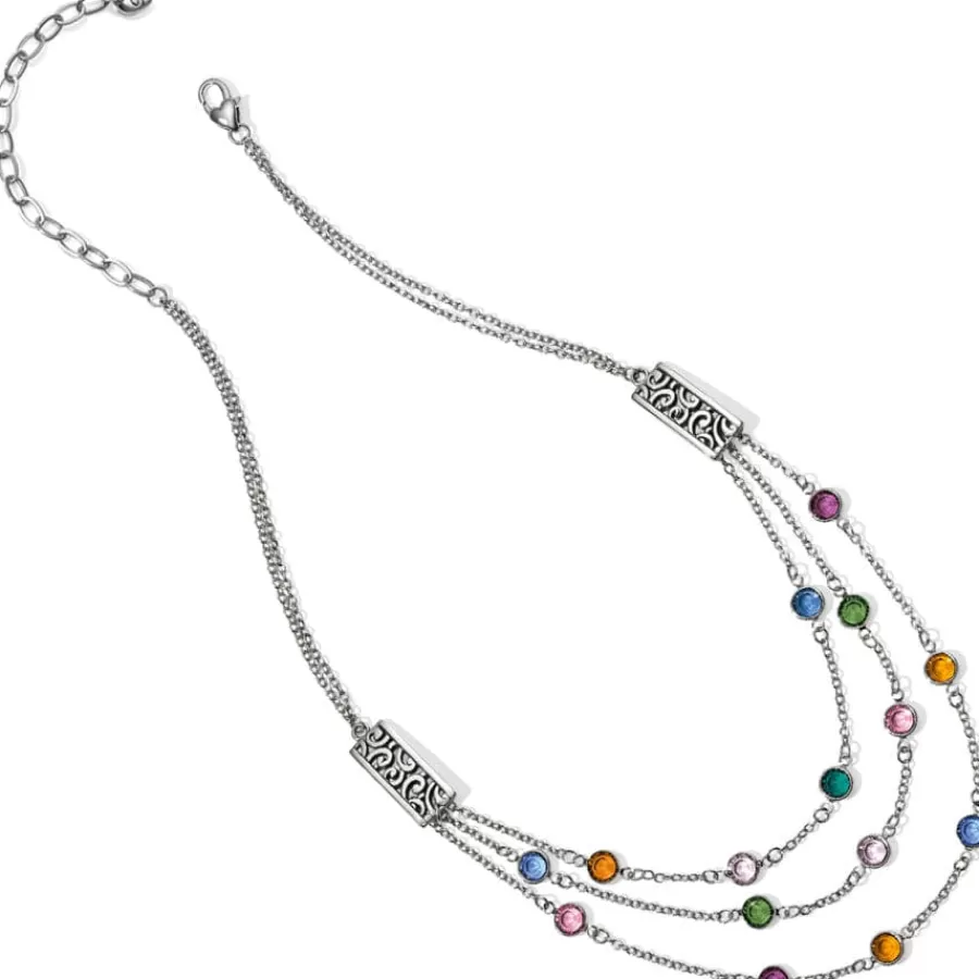 Necklaces>Brighton Elora Gems Multi Layer Necklace Silver-Multi