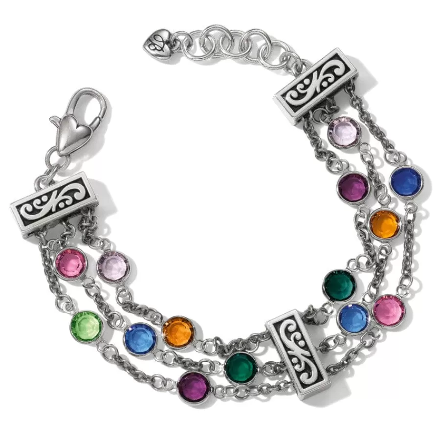 Bracelets>Brighton Elora Gems Tri Strand Bracelet Silver-Multi