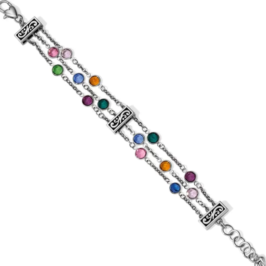 Bracelets>Brighton Elora Gems Tri Strand Bracelet Silver-Multi