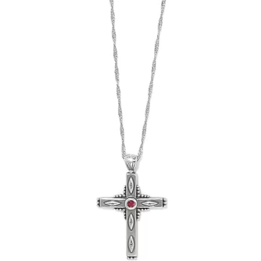 Necklaces>Brighton Eternal Cross Necklace Silver-Red