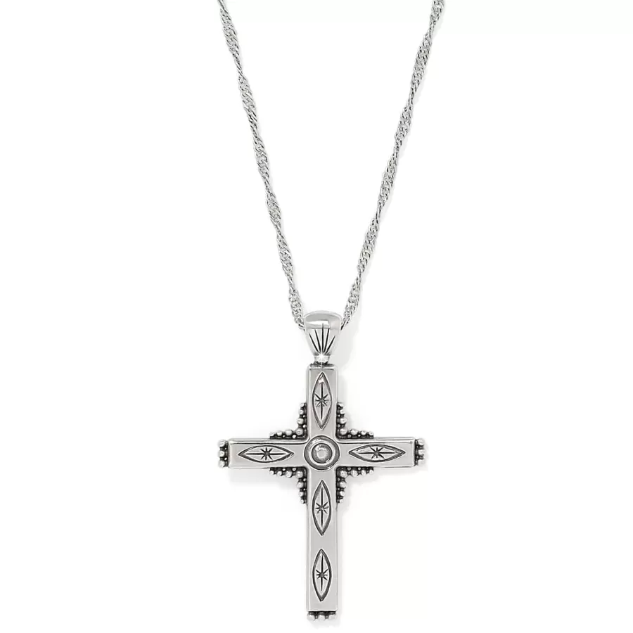 Necklaces>Brighton Eternal Cross Necklace Silver-Red