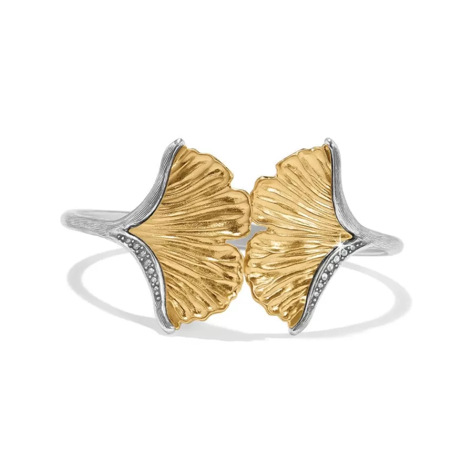 Bracelets>Brighton Everbloom Ginkgo Hinge Bangle Silver-Gold